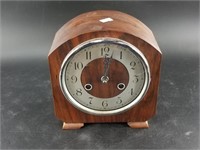 Vintage Elco windup clock with beautiful wood cabi
