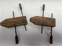 Pair of 13" Wooden Clamps