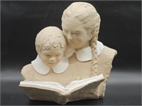 Austin Sculpture Bust, Children Reading- Signed by