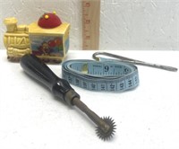 Train Pin Cushion & misc sewing items