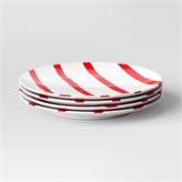 4pc 7\ Holiday Striped Plates Red - Threshold