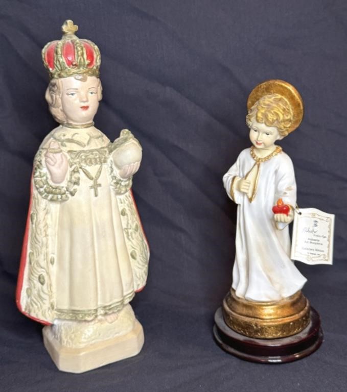 2 Alabaster Art Sculptures - The Infant of Prague