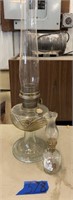 23” Oil lamp with Aladdin shade & 9” oil lamp