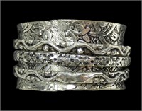 Sterling silver ornate spinner ring, size 8,