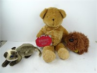 Lot of 3 Stuffed Animals - VIB Bear Cat & Furry