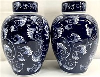 x2 Blue & White Porcelain Ginger Jar