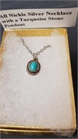 All nickel silver necklace with a turquoise stone