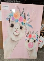 Bubble Gum Llama Cavas Picture 23.5” x 15 New