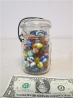 Glass Canning Jar w/ Old Marbles