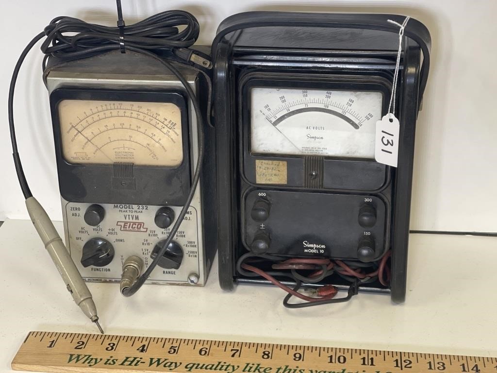 LOT OF 2 VINTAGE VOLT METERS SIMPSON & ECIO