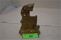 Solid Brass Cat and Mouse Figurine