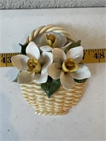 Porcelain Flower Basket Wall Hanger