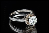 14K FRENCH DIAMOND SOLITAIRE RING
