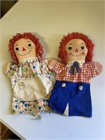 Raggedy Ann and Andy hand puppets