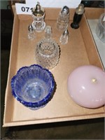 LOT VARIOUS GLASS ITEMS- AMERICAN SHAKER- BLUE