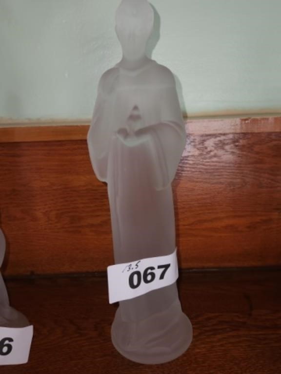 VTG. FOSTORIA 13.5" FROSTED ST. FRANCIS STATUE