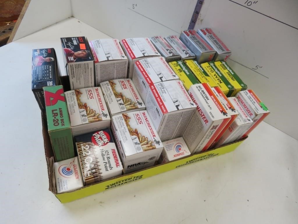 Tray of cartridge boxes, empty