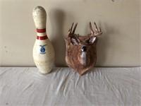 Bowling pin & mini Deer mount