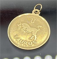 Vintage 14k gold Taurus sign pendant charm