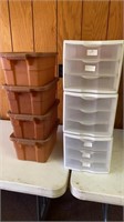 4 Small Totes with Lids, 3 - 3 Drawer Unit