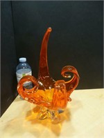 Art Glass - Orange 12" High - Good Condition