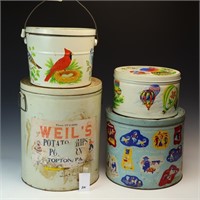 Vintage four tin cans