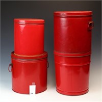 Vintage four red tin cans