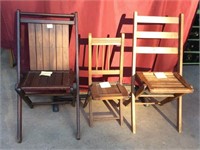 Three Vintage Folding Slant Style Chairs