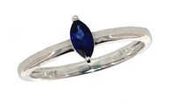 Brilliant Marquise Cut Blue Sapphire Ring
