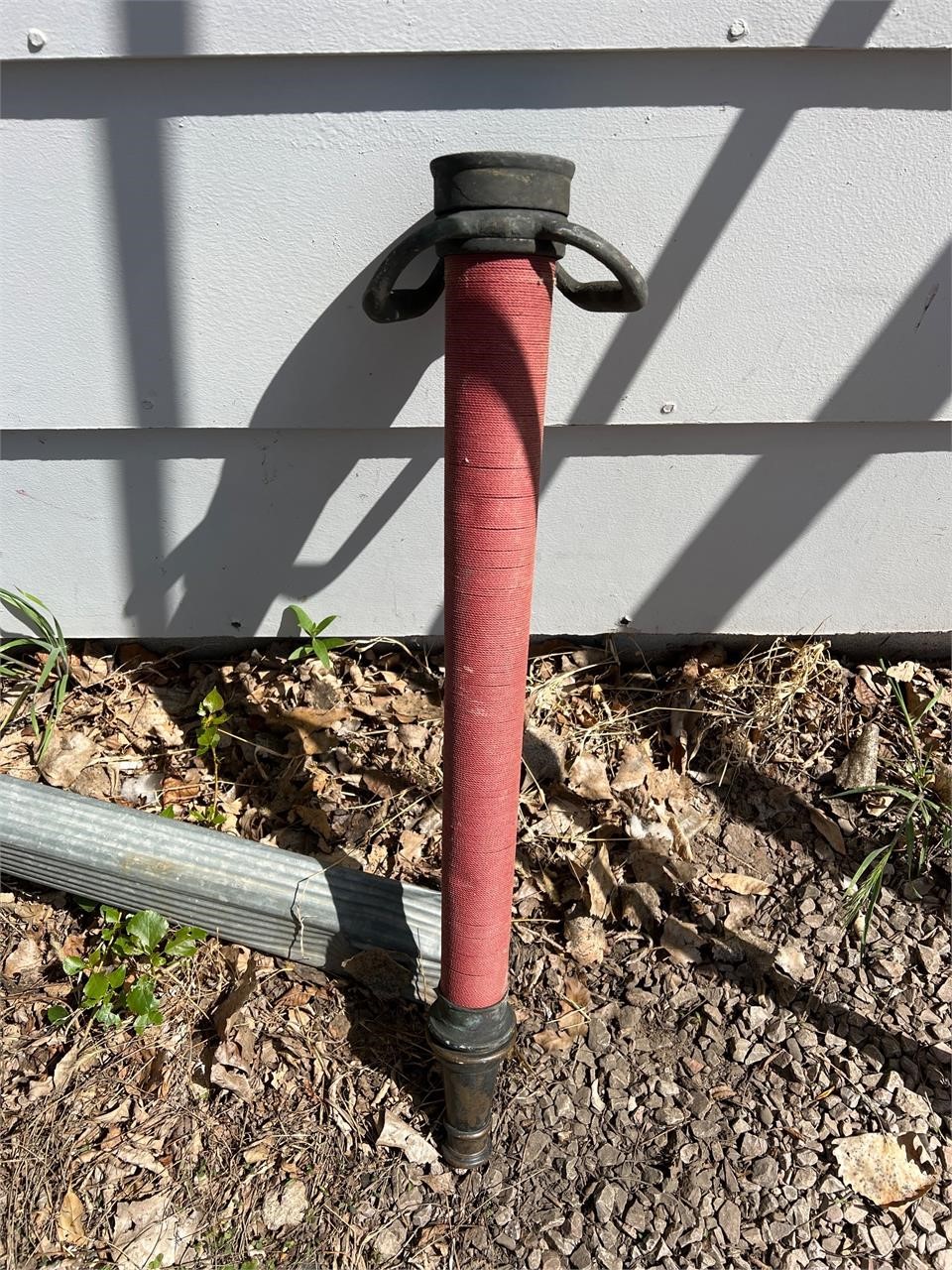 Vintage fire hose and solid brass
