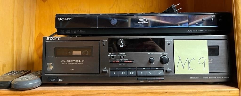 Q - SONY CASSETTE & BLU-RAY PLAYERS W/ REMOTES