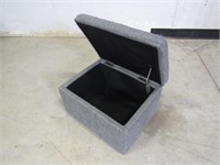 Light Gray Fabric Footrest / Stool w/ Storage