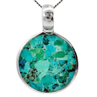 Turquoise Medallion Pendant Sterling Silver