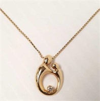 14K gold & diamond pendant necklace - 2.5 mm