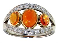 Platinum 1.98 ct Natural Opal & Diamond Ring