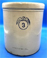 Vintage No 3 Crock With Bird Decoration