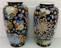 2 Hand painted porcelain vases 8"x 14"