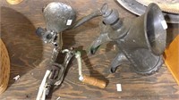 Vintage  meat grinder and a cherry pitter , both