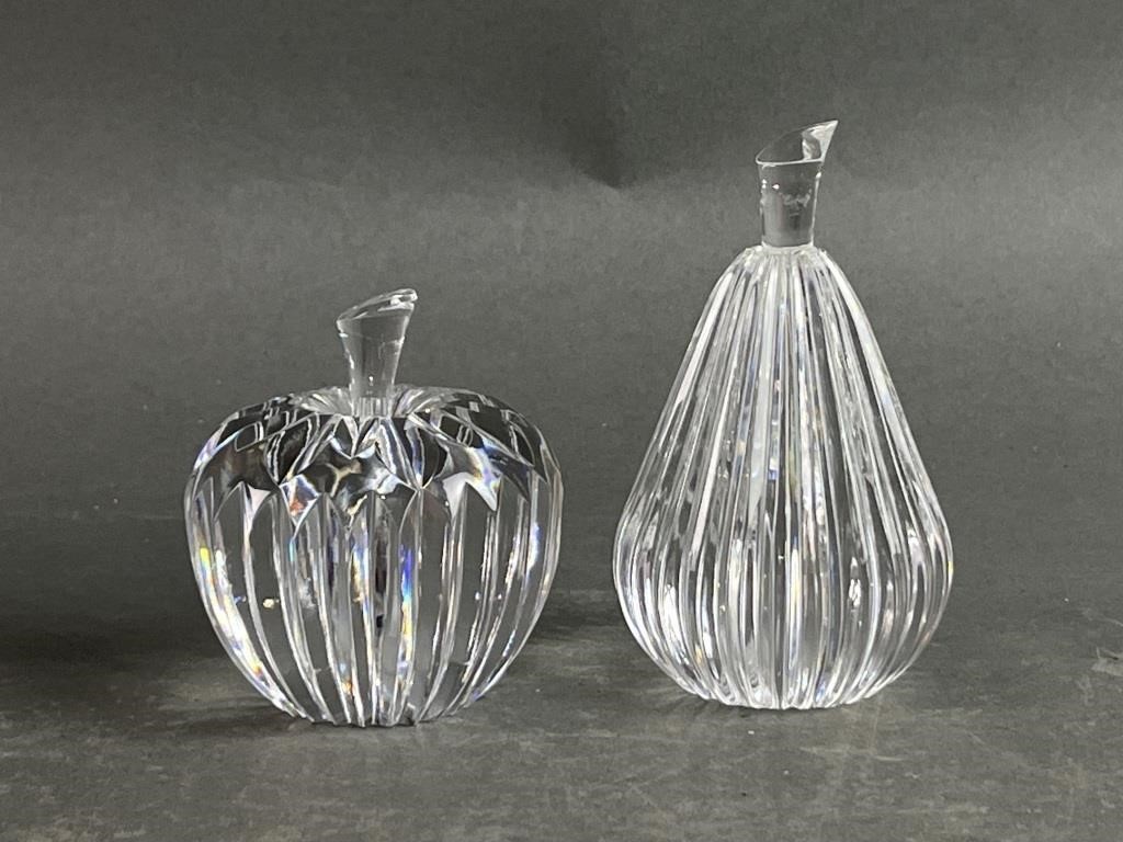 Waterford Pear & Apple Paperweights