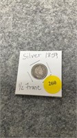 1859 sliver 1/2 franc
