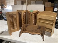 Wood shutters, and shelves