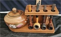 pipe & tobacco holder with 4 pipes