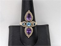 .925 Sterling Silver Multi Gem Ring