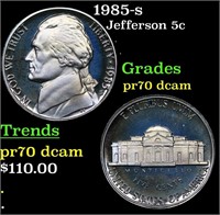 Proof 1985-s Jefferson Nickel 5c Graded pr70 dcam