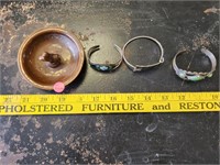Small Bowl w/ Various Bracelets Jewelry