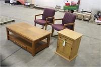 (2) Chairs,Coffee Table W/ Lifting Top Approx 47.5