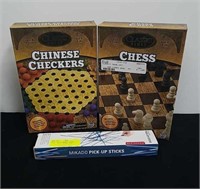 New Chinese checkers, chess, and Pick Up Sticks