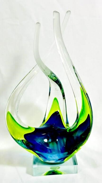 FABULOUS MURANO BLUE/GREEN SOMMERSO SCULPTURE