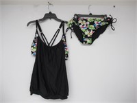 Bsubseach Women's 2XL Black Flowers Swimming Suit