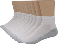 12-Pairs Hanes Mens Ankle Socks, White, Shoe Size